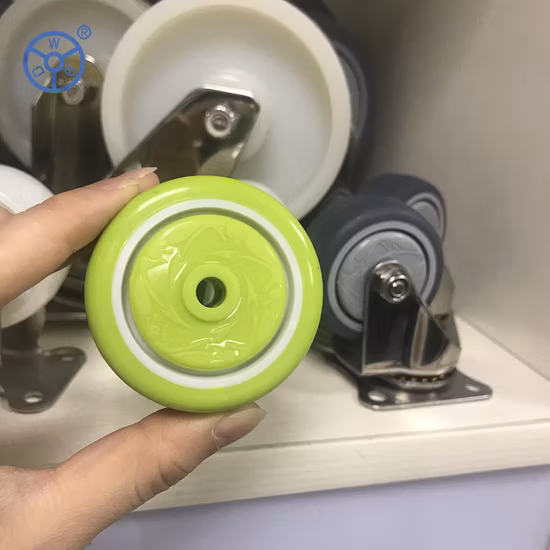 OEM Small 1.5 Inch 2inch Stainless Steel Green PU Ball Bearing Light Duty Ruedas Pesadas