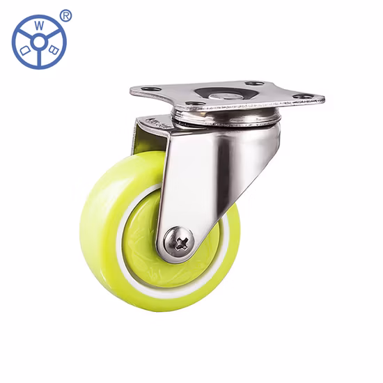OEM Small 1.5 Inch 2inch Stainless Steel Green PU Ball Bearing Light Duty Ruedas Pesadas